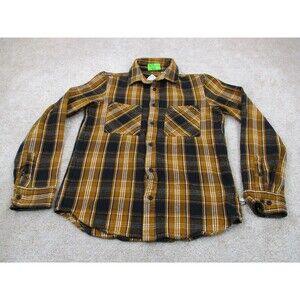 Altamont Shirt Men Small Brown Blue Binary Flannel Plaid Cotton Casual Button Up